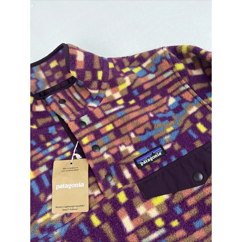 Patagonia Synchilla Snap-T Night Plum Patchwork Fleece Pullover 25455 Small